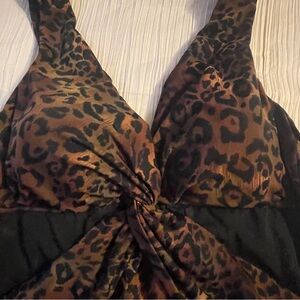 Miraclesuit leopard animal print‎ brown black swimsuit size 14